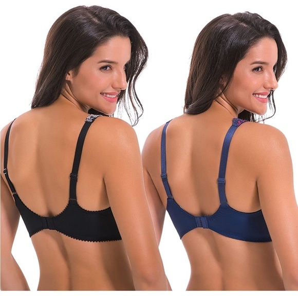 🆕 Women's Minimizer Unlined Underwire Bra with Lace Embroidery-2 Pack - Picture 2 of 3